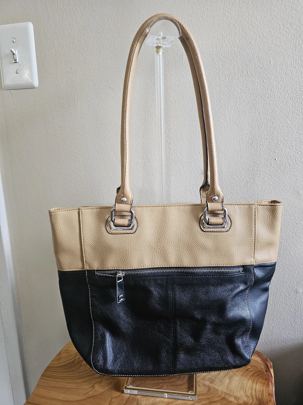 Two-Tone Black and Tan Everyday Tote
